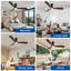 Ventilateur de plafond encastré à profil bas de 52 pouces en noyer, 3 pales, avec éclairage et télécommande ; ventilateur intérieur/extérieur à intensité variable avec télécommande, moteur CC silencieux et minuterie.-750143515-750143514-750143518