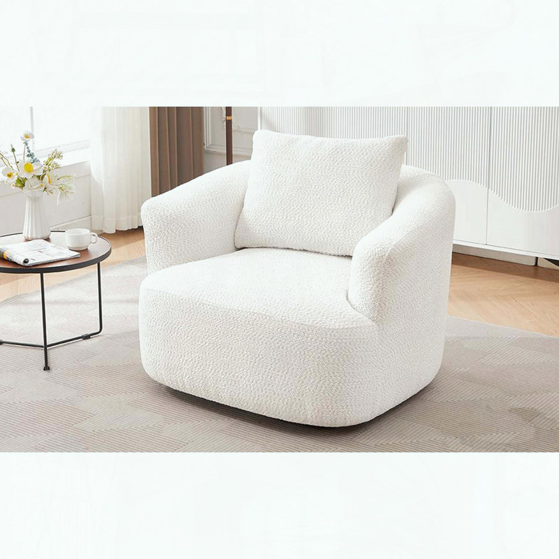 Fauteuil demi-tonneau pivotant à 360 ° - Coussin décoratif - Brun foncé, Beige