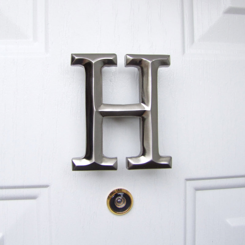 Heurtoir de porte lettre monogramme, Nickel, H