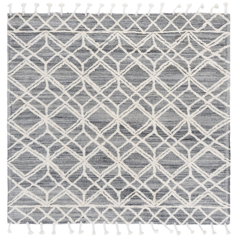 Powell Hand Woven Wool Geometric Rug, Square 7'