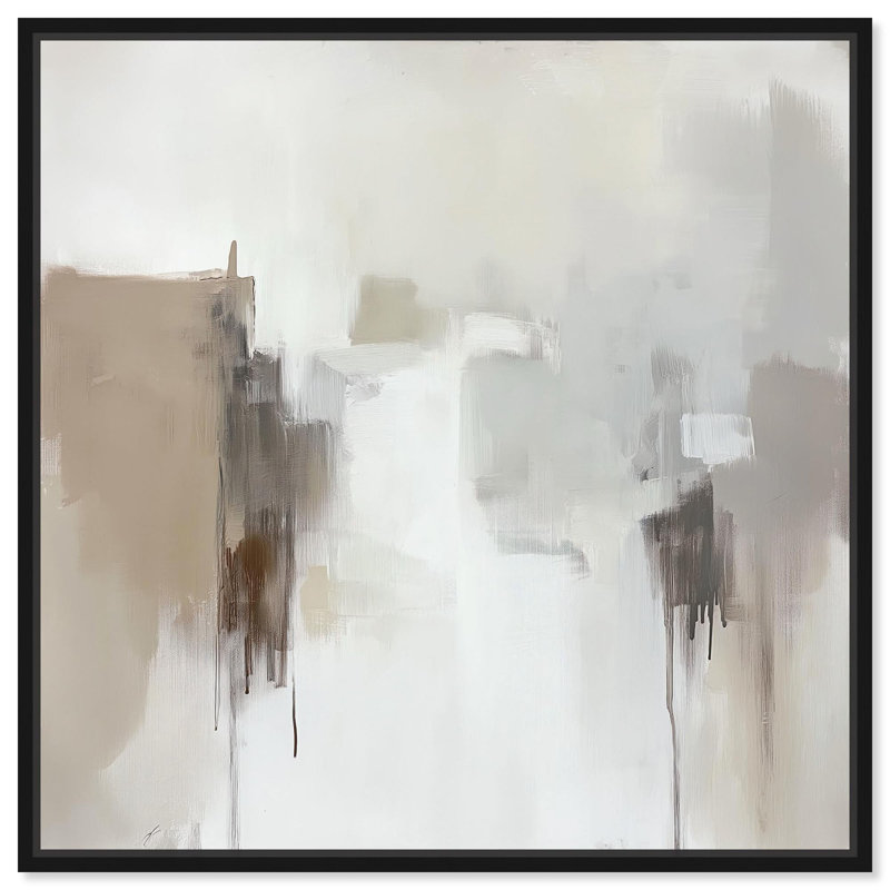 «Desolate Symphony I», toile minimaliste abstraite par Art Remedy, H 25 po x l 25 po x P 1,8 po, Cadre flottant noir