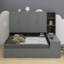 Lit de jour double en bois avec tiroirs, bureau et tablettes-281066188