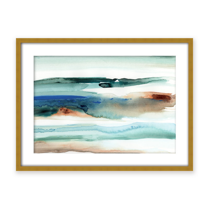 Coastal Retreat Beach Waves Abstract, Framed Canvas, 16" H x 24" W x 2.375" D, Black