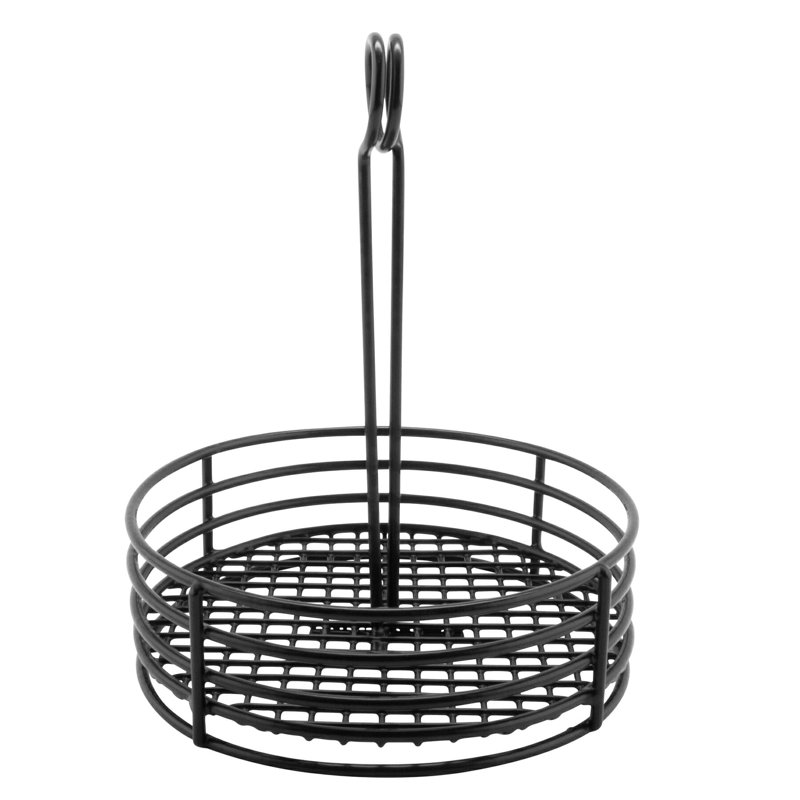 Black Iron Round Condiment Caddy with Number Holder