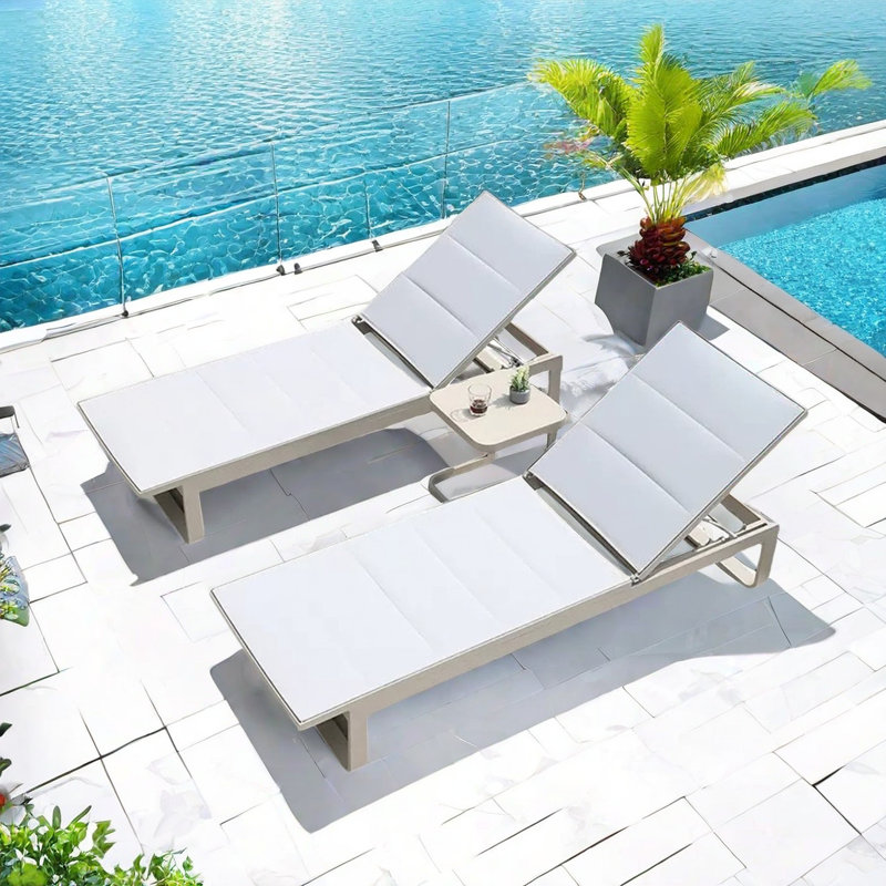 Outdoor Chaise Lounge Set with Table