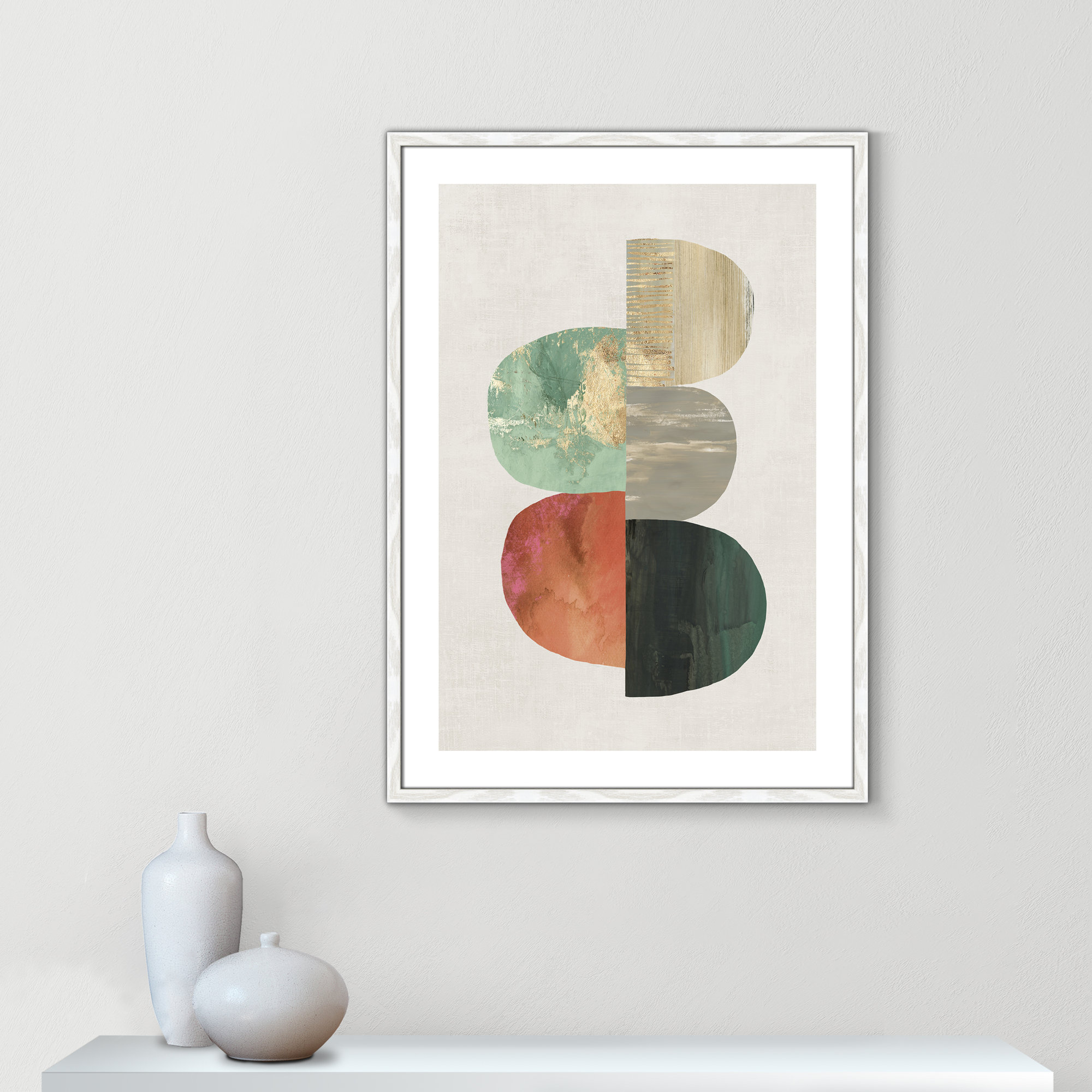 Evolving Energy I - Painting Print, Silver, 35.5" H x 25.5" W, Picture Framed Paper