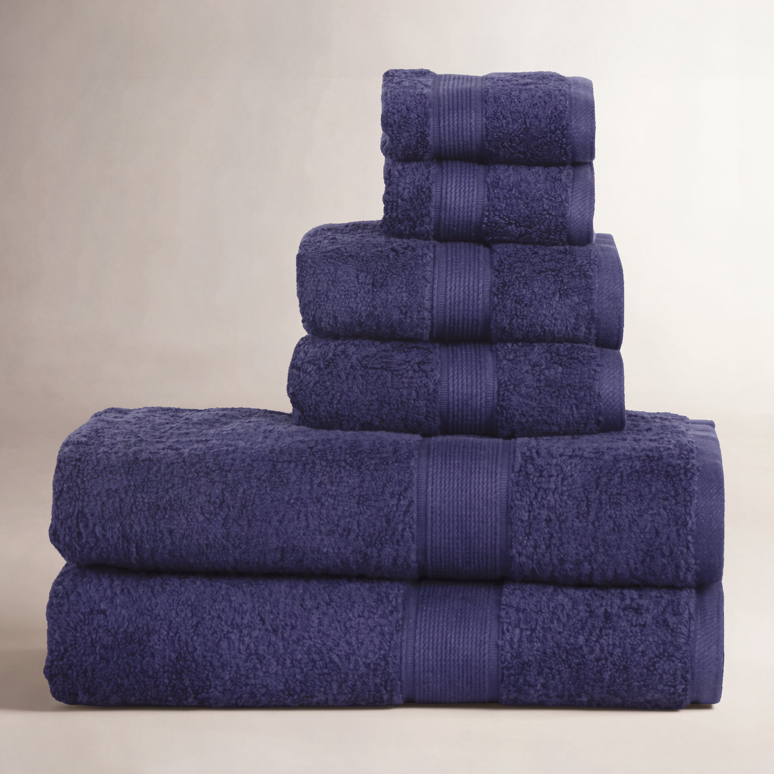 6-Piece Cotton Towel Set, Navy Blue