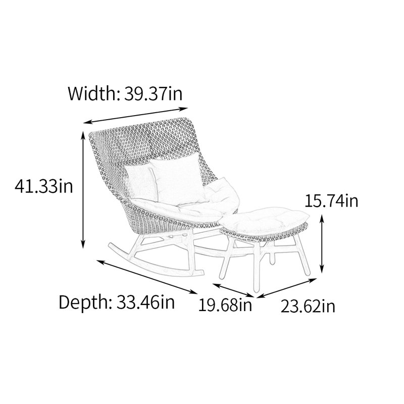 Chaise berçante PE, Bleu, Gris foncé