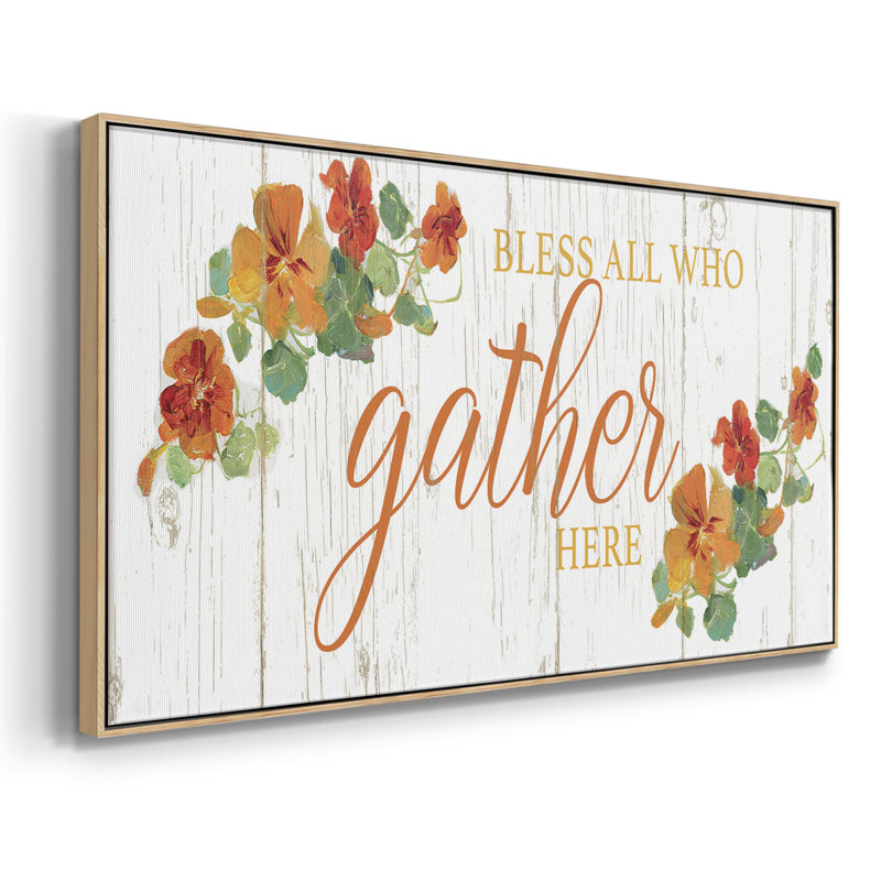 «Gather Here», toile tendue avec châssis encadré, prête à être accrochée, Naturel, H 21 po x l 41 po
