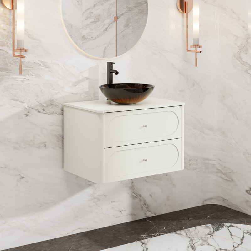 Meuble-lavabo mural simple de 30 pouces avec lavabo et robinet, Black, 30"