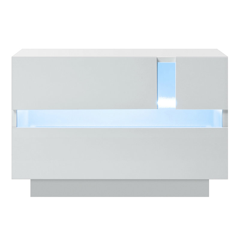 Table de chevet avec lumières DEL Augusten, Blanc