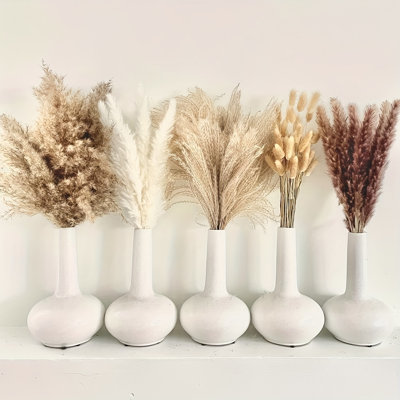 125 PCS Dried Flower Bouquet – Pampas Grass, Floral Decor for Home, Wedding, and Boho Style | Perfect for Vases, Fall, Spring, Summer, and Winter Arrangements
