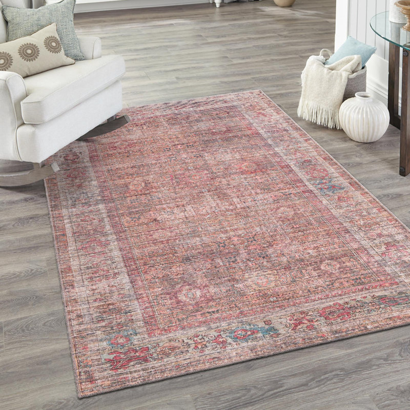 Engen Washable Oriental Indoor Rug, Rectangle 7'3" x 10'