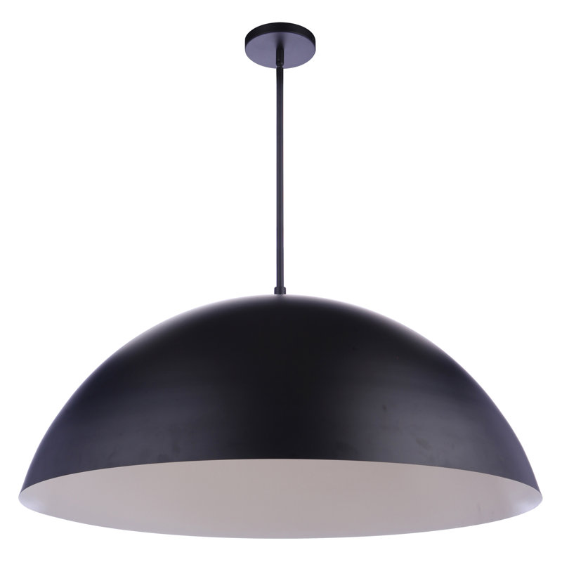 Sculptural Statement Pendants 1 - Light Matte Black LED Dome Pendant, 52.13" H x 15.13" W x 34.75" D