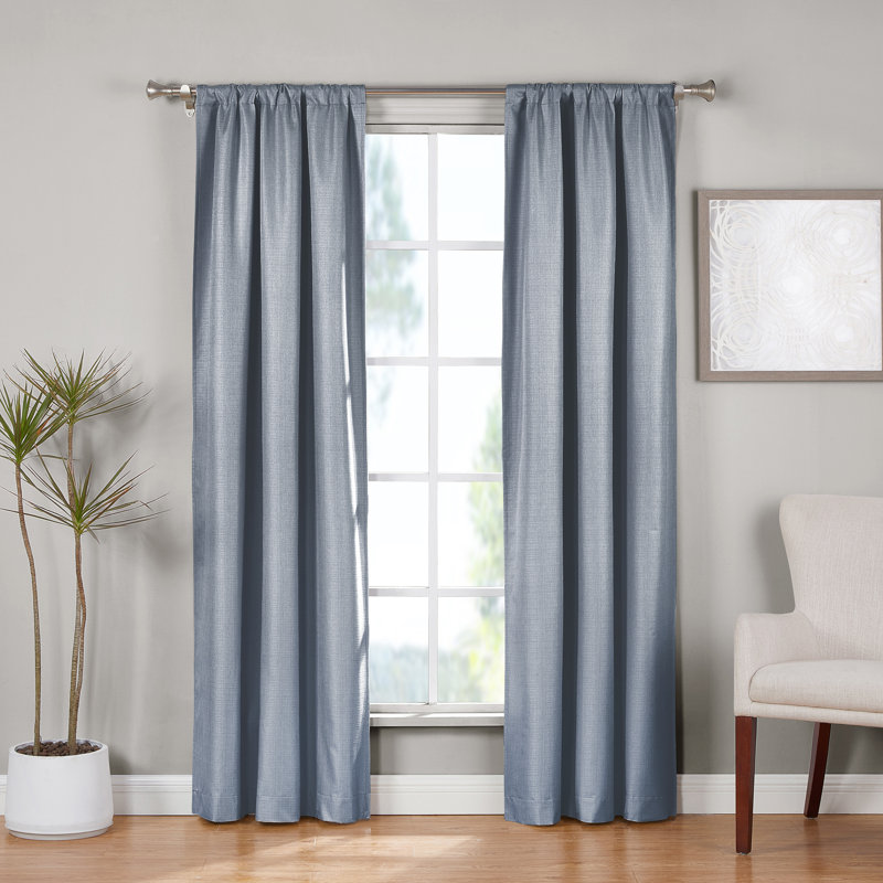 Paire de rideaux occultant et isolant avec passe-tringle Pisco, Bleu marine, L 40 po x L 84 po
