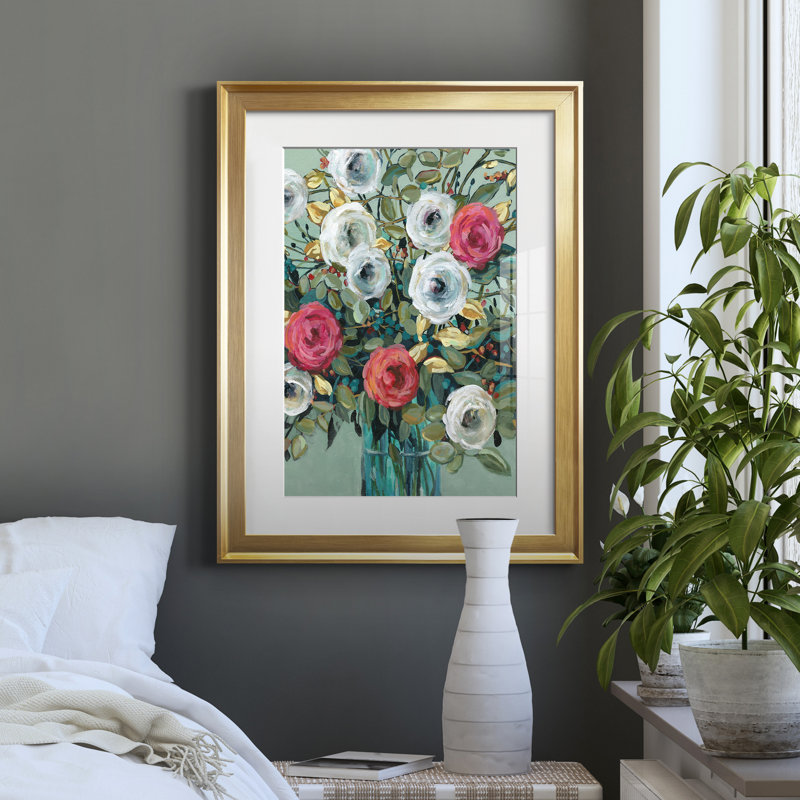 «Rose Parade» par J Paul - reproduction d'art encadrée, H 18,5 po x l 24,5 po x P 1,5 po, Encadrement doré