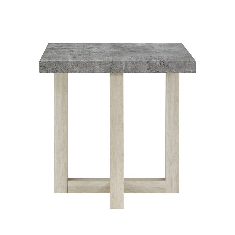 Table de bout contemporaine Luno, H 22 po x l 22 po x P 22 po, Gris / Blanc, Sans décalque / conception stratifiée