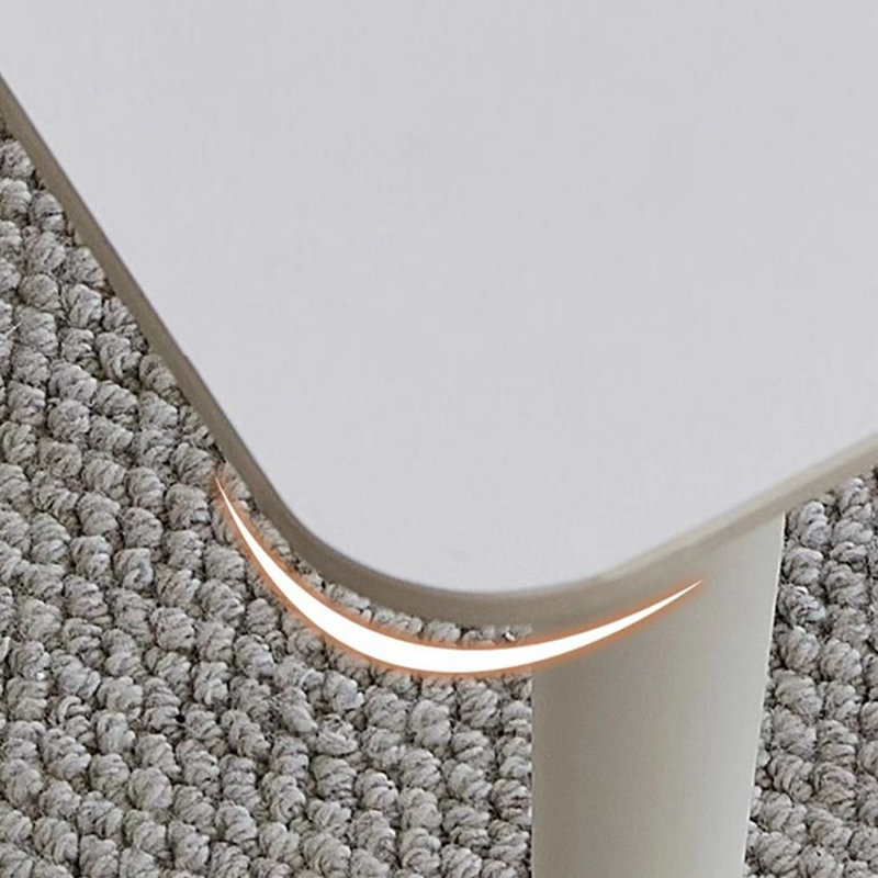 White  Rectangular Sintered Stone tabletop with Carbon Steel Dining Table For Dining Room/Kitchen
