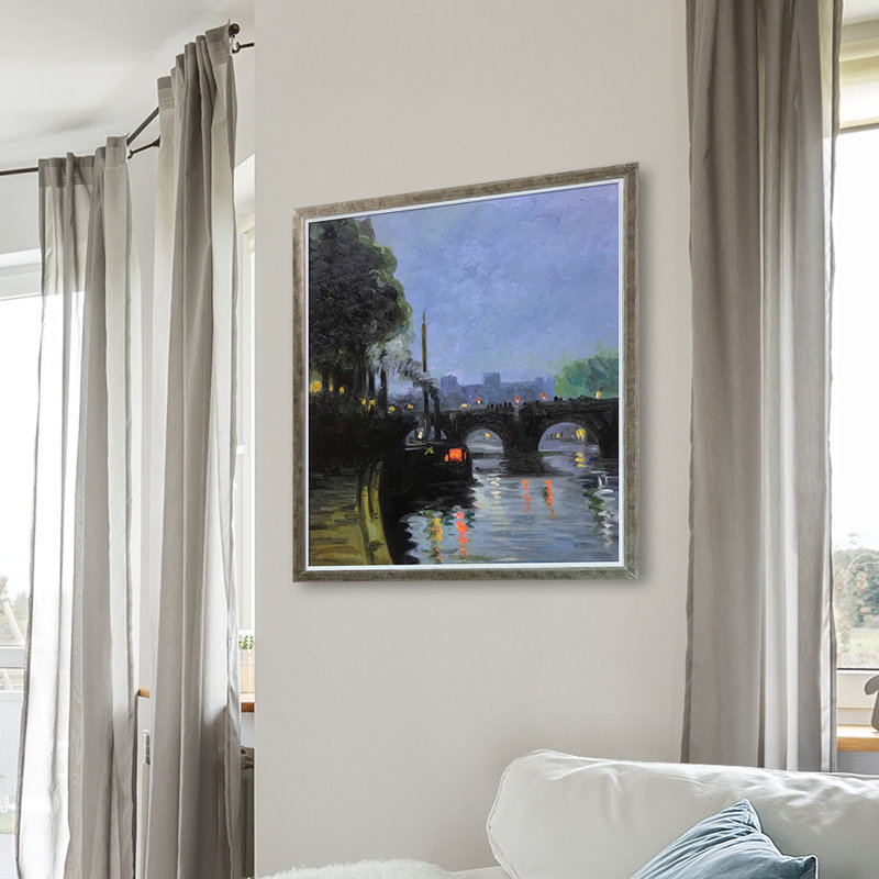 Reproduction d'art sur toile, "The seine" par Henry Ossawa Tanner, H 26,4 po x l 22,4 po x P 2 po, Cadre bronze Spoleto