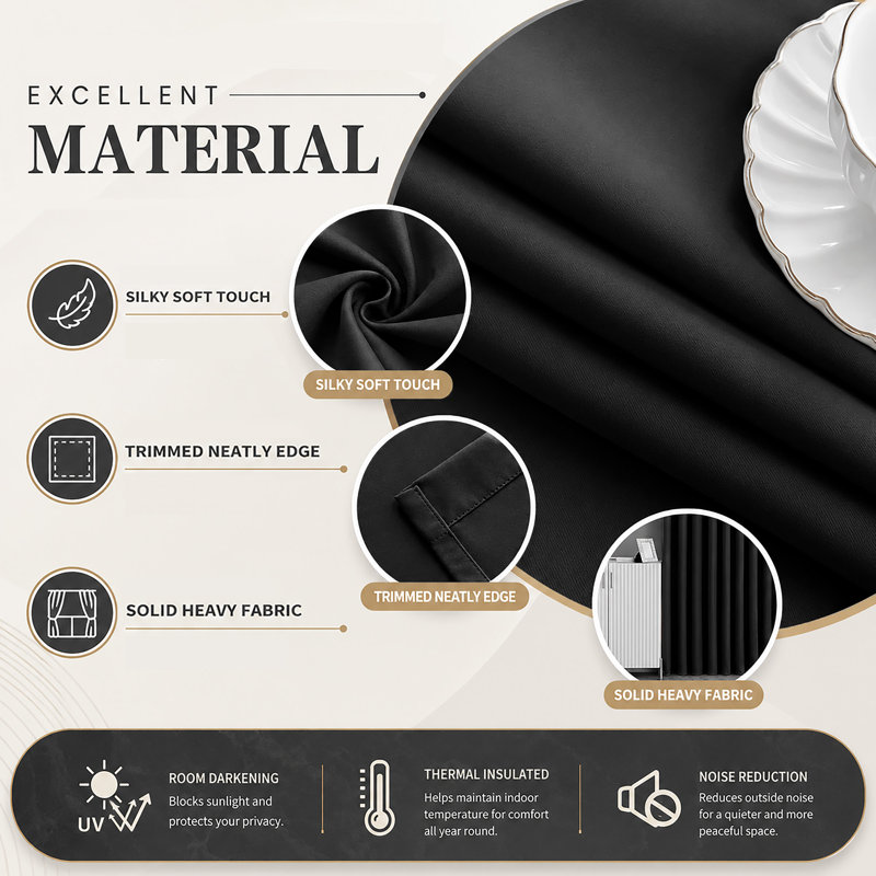 Kensington Homeware Blackout Thermal Room Darkening Pencil Pleat Window Curtain Pair  , Dark Grey, 228cm Width x 228cm Drop