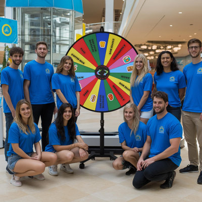 WinSpin 48" Large Giant Prize Wheel w/ Mobile Base Spinning Raffle Customizable Logo for Trade Show Commercial Brand Opening Events Carnival Corporate Activities