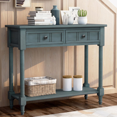 Daisy Series Console Table Traditional Design With Two Drawers And Bottom Shelf
