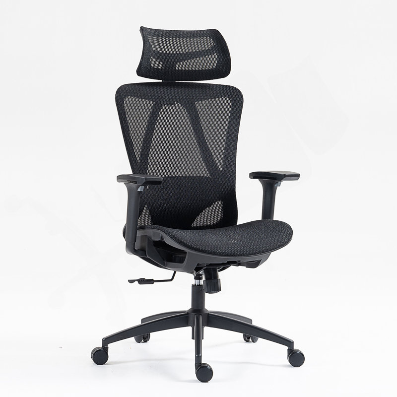 Chaise de bureau haut dossier en filet avec accoudoirs réglables en 3D, support respirant et inclinaison ergonomique pour un confort qui dure toute la journée.