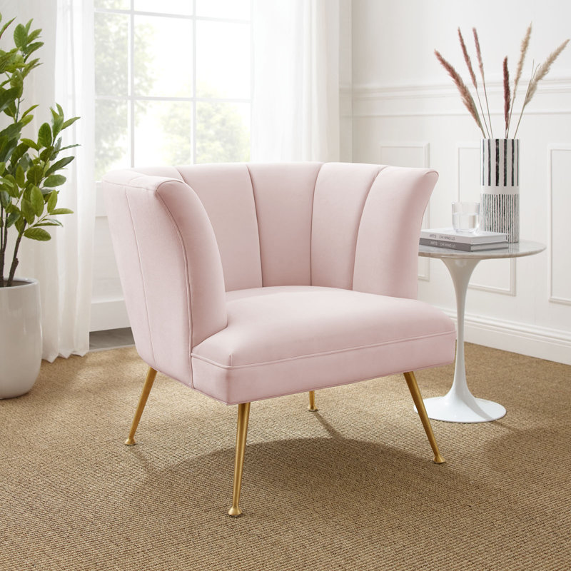 Modway Veronica Channel Tufted Performance Velvet Armchair, Pink Velvet