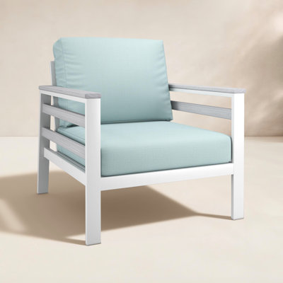 Fauteuil club d'extérieur en métal avec coussin Sunbrella Townsend