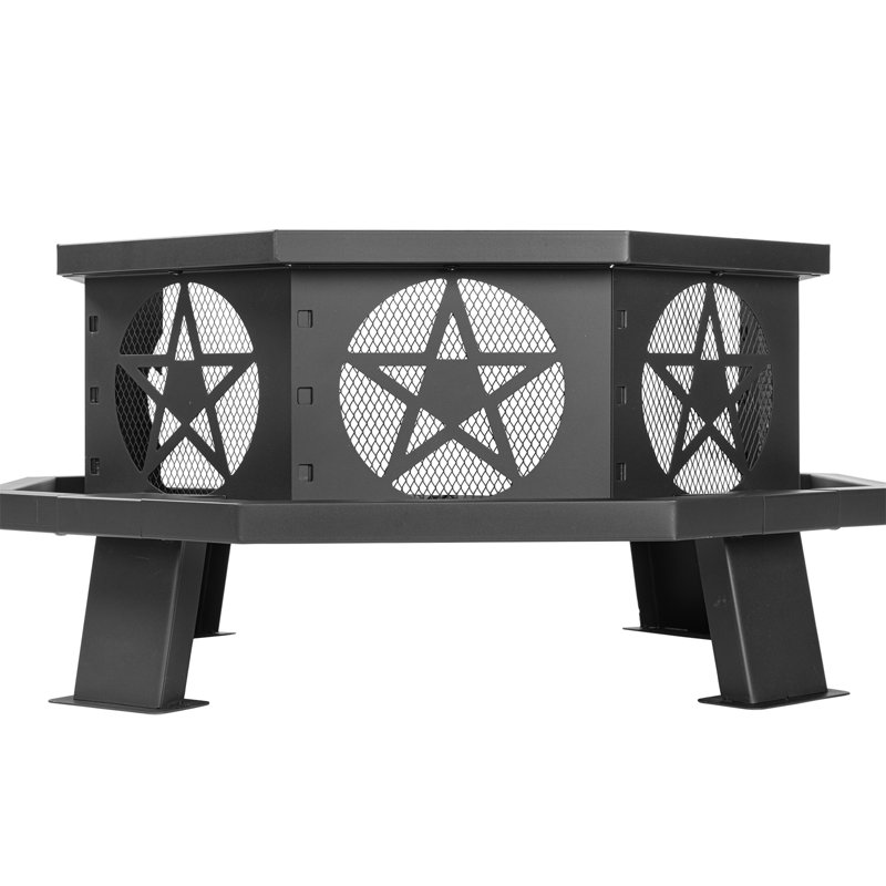 Octangon Steel Wood Burning, 14.2"H x 32"W x 32"D