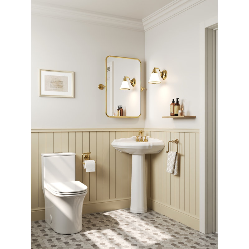 DeerValley 20.47" Pedestal Bathroom Sink,White Ceramic Corner Pedestal Sink with 3 Centerset Faucet Holes and Overflow