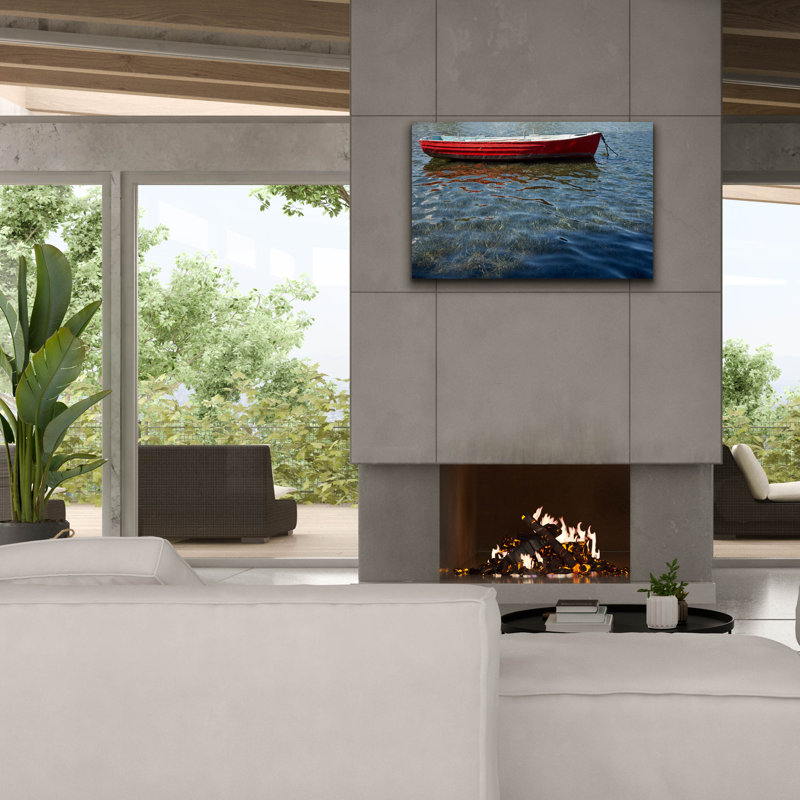 Art mural sur toile Breakwater Bay «Red Boat» par Lynda White, H 26 po x l 40 po x P 1,5 po