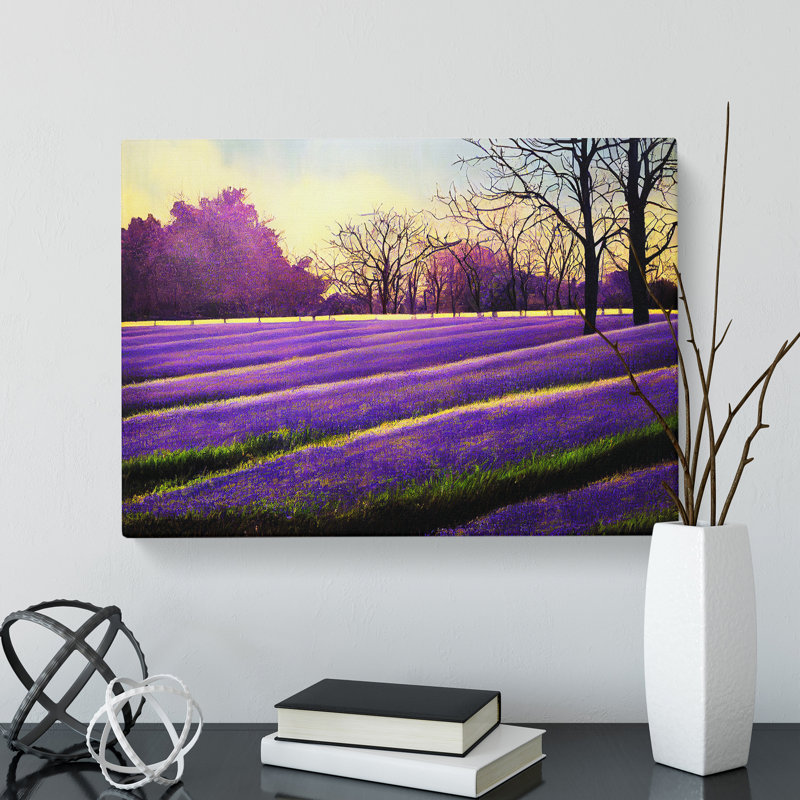 Tranquil Bluebell Field Sunrise - Wrapped Canvas, 40cm H x 60cm W x 3cm D