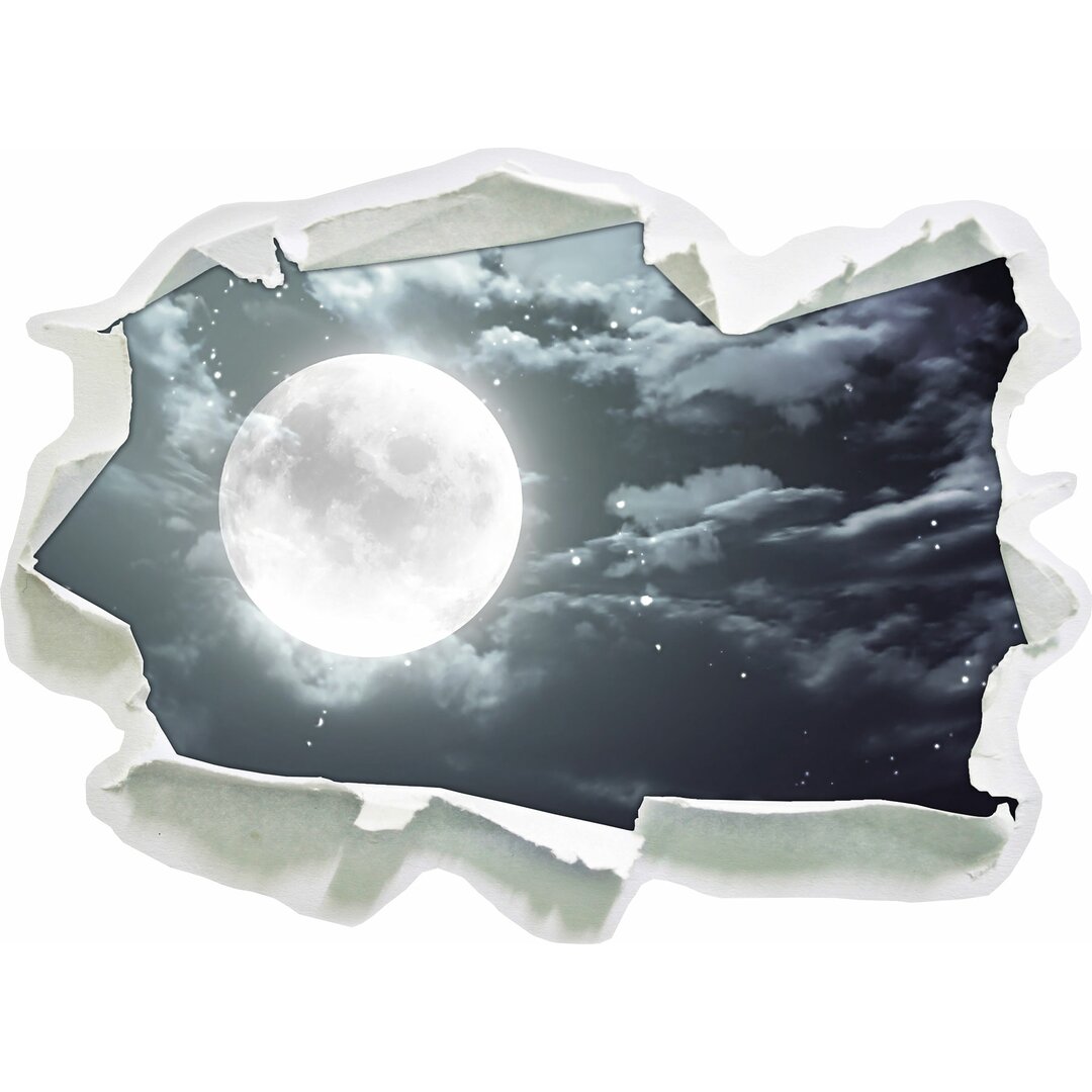 Wandtattoo Vollmond unter Sternen und Wolken