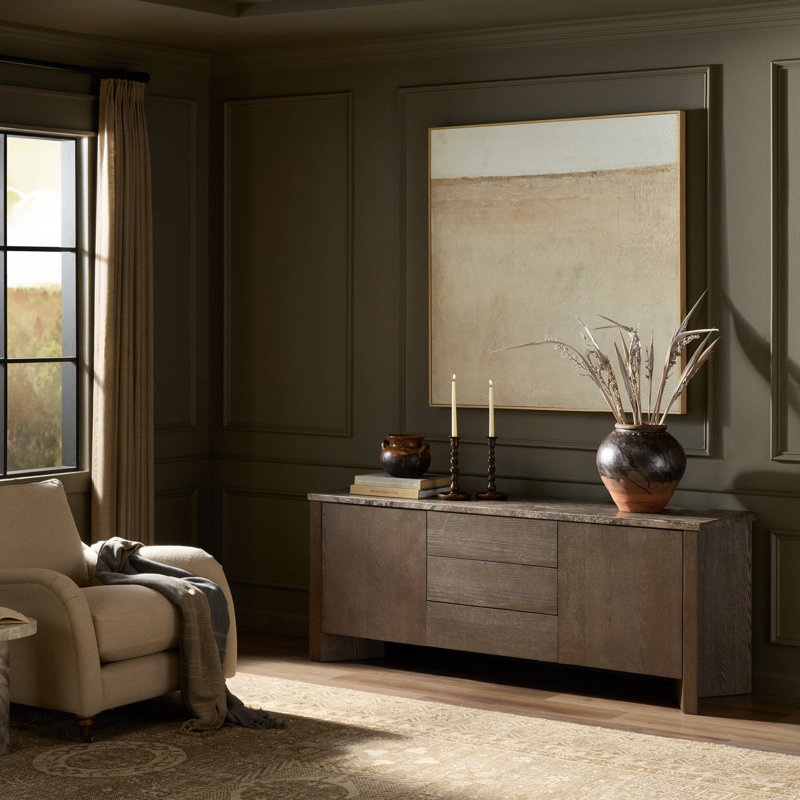 Lawson Media Console-Warm Grey Marble
