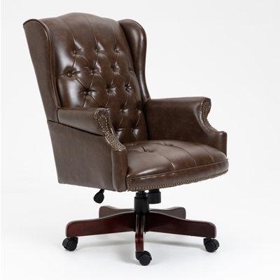 Executive Office Chair – Ergonomic Desk Chair with Thick Padded Seat & Backrest, PU Leather, Smooth Glide Caster Wheels, for Home Office or Conference Room