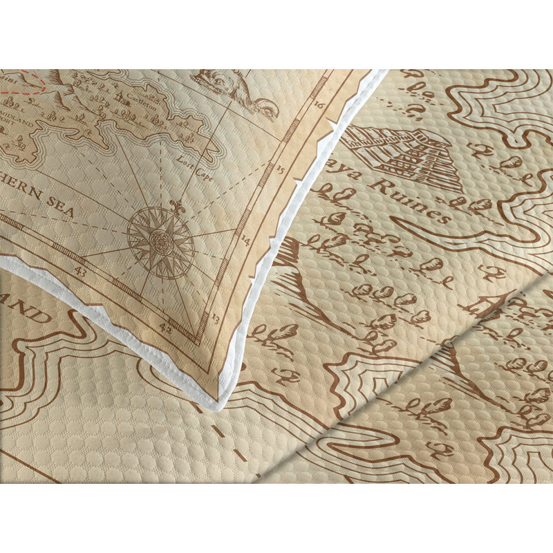 Ambesonne Cream Bedspread, King Bedspread + 2 Standard Shams