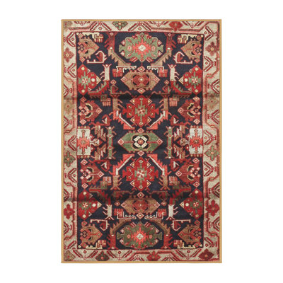 Tapis géométrique rouge / beige / noir