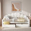 Lit de jour rembourré pleine grandeur avec dossier coquille et 2 tiroirs, beige, robuste et peu encombrant pour la chambre à coucher ou la chambre d'amis-1016043573