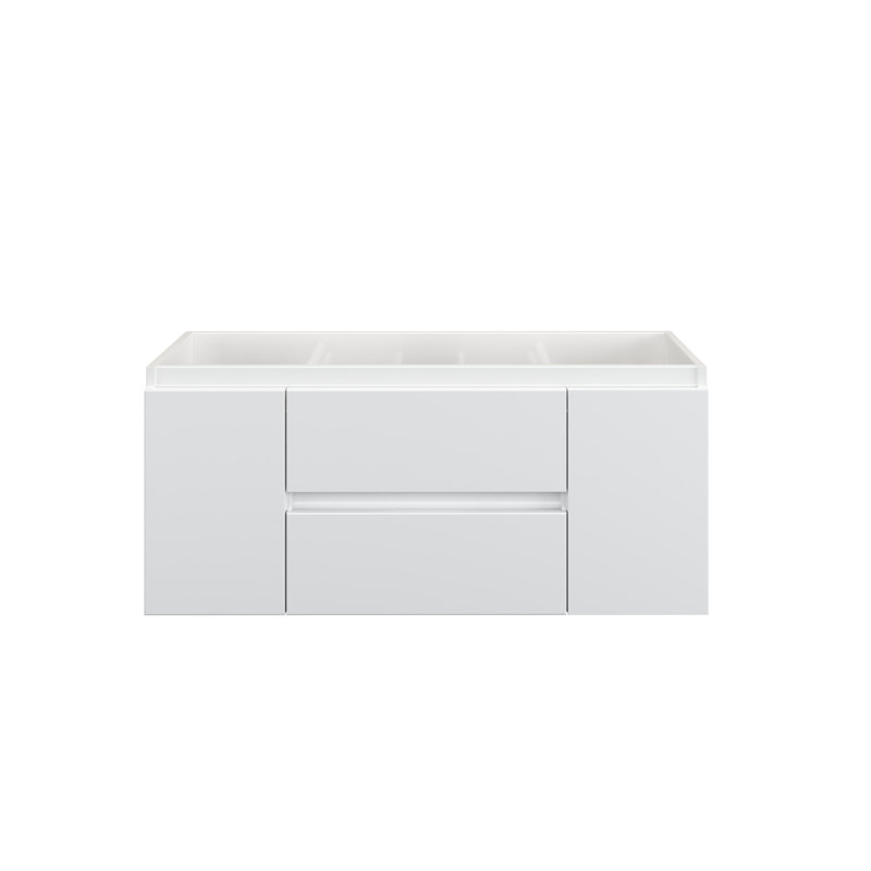 Salt 47'' Glossy White Wall-Mounted Single Vanity Base