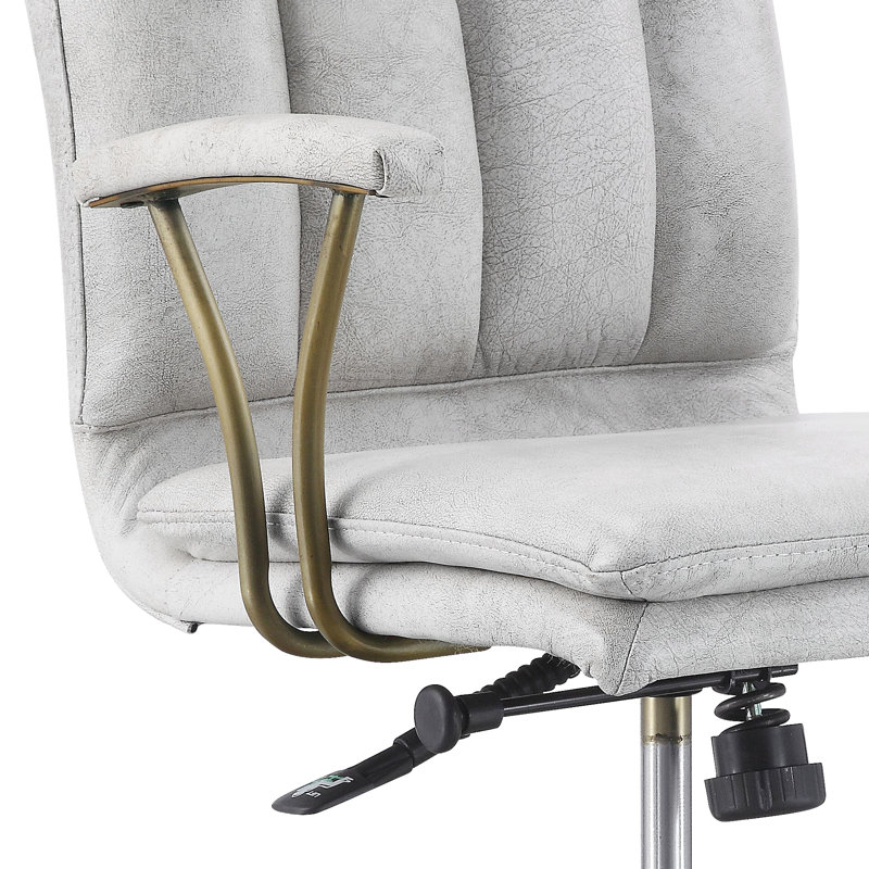 Chaise de bureau en cuir blanc avec - finition, siège réglable, antique pratique pour pivoter dans une salle de conférence, relevable, aspect professionnel