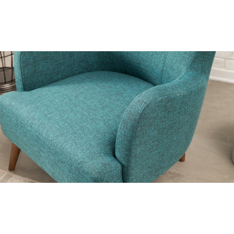 Fauteuil à oreilles rembourré Plattville, 100 % polyester bleu