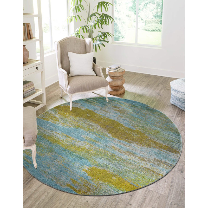 Rizer Washable Abstract Indoor Rug, Round 6'1"