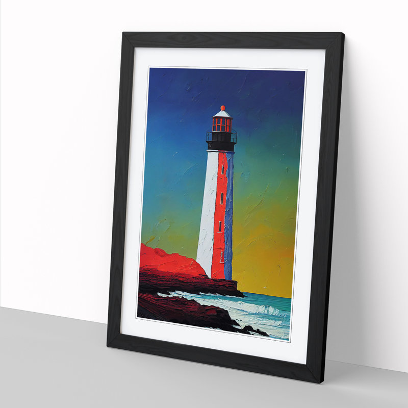 Lighthouse In Colour Vol.1 - Picture Frame Print, 64cm H x 46cm W x 2cm D, Black