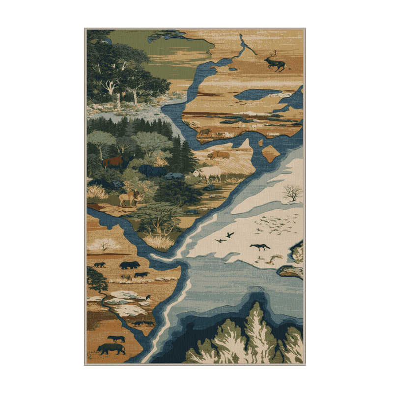Machine Washable Nature Brown Area Rug, Rectangle 6' x 9'