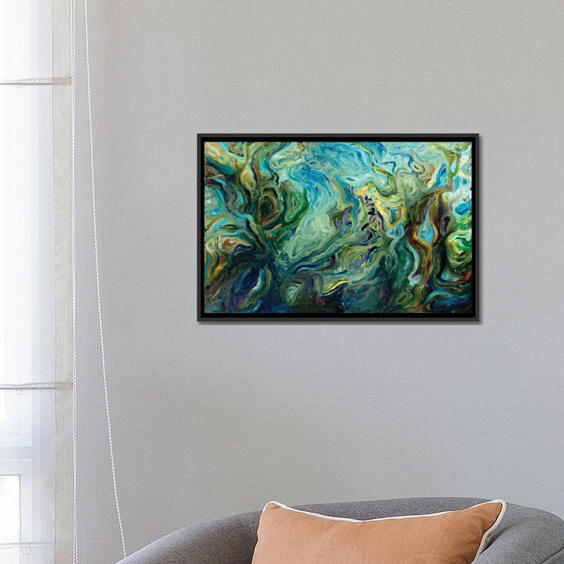 « gm 053 » par iris scott abstracts, impression sur toile, H 18 po x l 26 po x P 1,5 po, Toile avec cadre noir, Pas de tapis