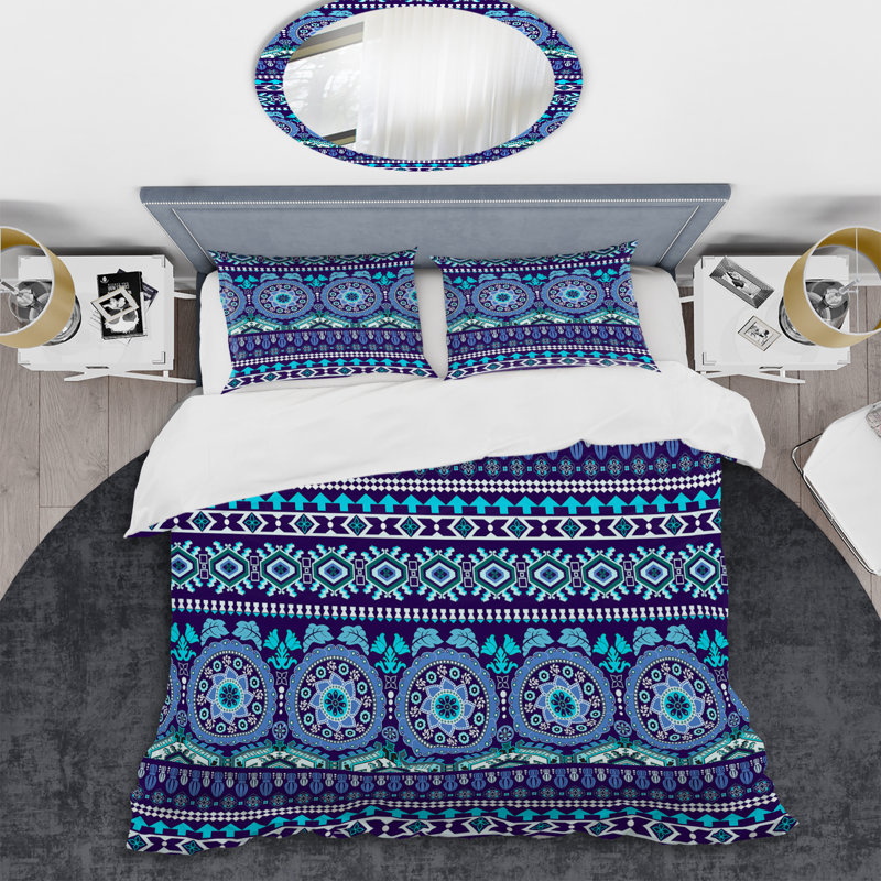 Ensemble de housse de couette en microfibre bleu / mauve 3 pièces, Housse de couette simple + 1 taie décorative stan