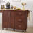 Kitchen Island with Drop Leaf Countertop, Rolling Kitchen Island Cart , Barn Door Kitchen Island Table with Storage Cabinet and Tower Rack, Island Table On Wheels for Kitchen, Retro Brown-2106763191