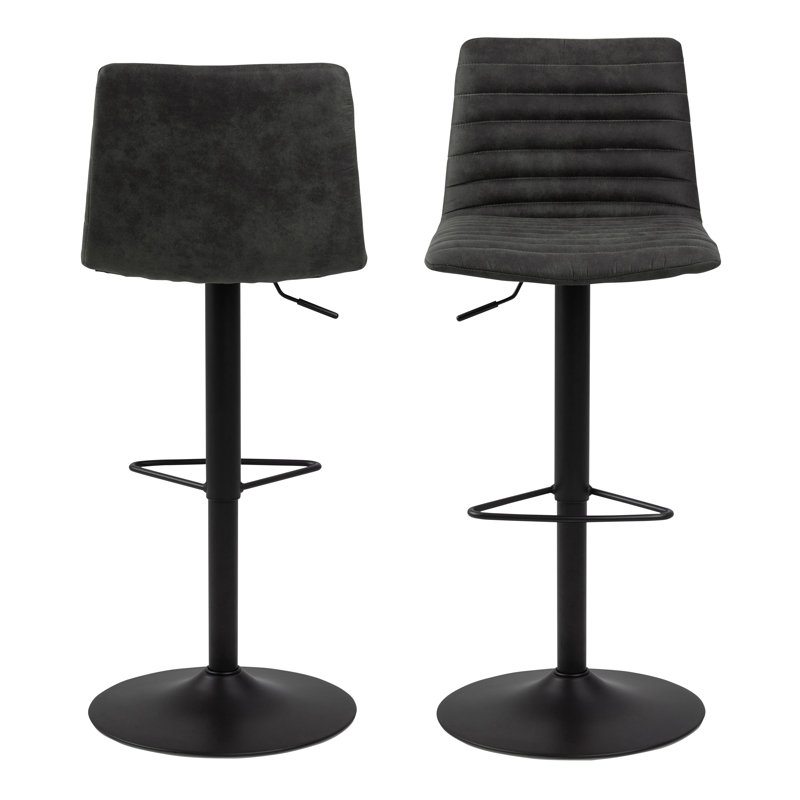 Benko Swivel Upholstered Adjustable Height Counter Stool with Metal Frame, Grey