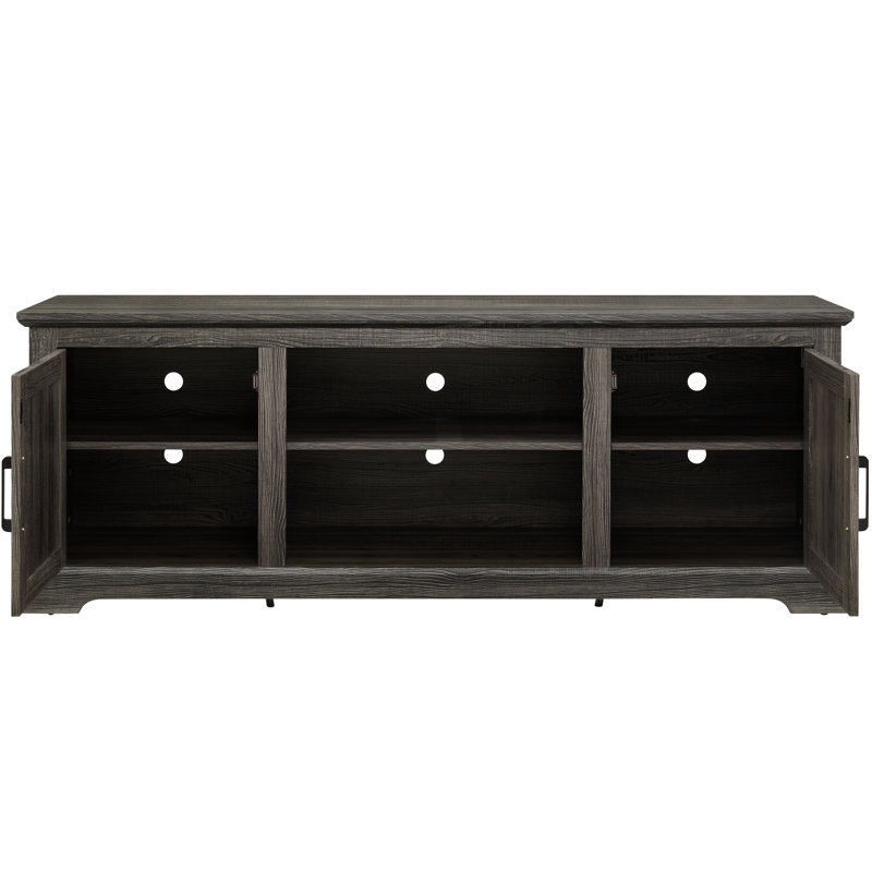Meuble télé 70 po avec portes et 2 tablettes, gris, l 65 po x P 15,13 po, H 23,29 po